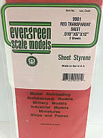 Evergreen Scale Models 9901 - .010in Red Transparent Polystyrene Sheet (2 Sheets)