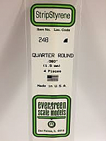 Evergreen Scale Models 248 - Opaque White Polystyrene Quarter Round .06In x 14In (4 pcs pkg)