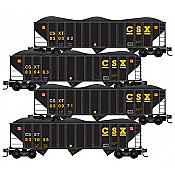 Micro-Trains 99300189 - N Scale 3-Bay Hopper - CSX (4-Pack) 