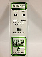 Evergreen Scale Models 175 Opaque White Polystyrene Strips 14in .10x.10 (8pcs pkg)