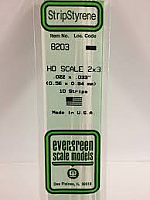 Evergreen Scale Models 8203 - Opaque White Polystyrene HO Scale Strips (2x3) .022In x .033In x 14In (10 pcs pkg)