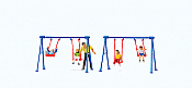Preiser 10630 - HO Children on Playground Swings - 4 Children, Father, 2 Swing Sets