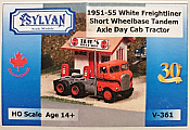 Sylvan Scale Models V-361 HO Scale - 1951-55 White Freightliner Tandem Axle Day Cab Tractor - Unpainted and Resin Cast Kit