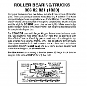 Micro Trains 003 02 031 - N Scale Roller Bearing Trucks with short ext. couplers (1pair)