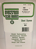 Evergreen Scale Models 4060 0.60in Opaque White Polystyrene V Groove Siding (1sheet)