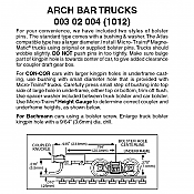 Micro Trains 003 02 004 - N Scale Arch Bar Trucks w/ long ext. couplers (1pair)