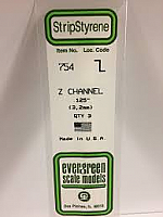Evergreen Scale Models 754 - Opaque White Polystyrene Z Channel .125In x 14In (3 pcs pkg)