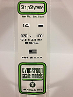 Evergreen Scale Models 125 Opaque White Polystyrene Strips 14in .02x.10 (10pcs pkg)