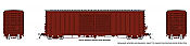 Rapido 170099 - HO 50Ft PCF B70 Boxcar - Single Brown Unlettered Car - Both Door Styles Included