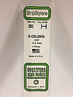 Evergreen Scale Models 283 - Opaque White Polystyrene H-Column .100In x 14In (4 pcs pkg)