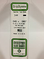Evergreen Scale Models 144 Opaque White Polystyrene Strips 14in .04x.08 (10pcs pkg)