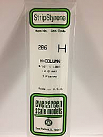 Evergreen Scale Models 286 - Opaque White Polystyrene H-Column .188In x 14In (3 pcs pkg)