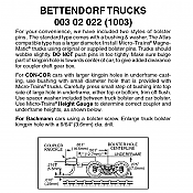 Micro Trains 003 02 022 - N Scale Bettendorf Trucks w/ med. ext. couplers (1pair)