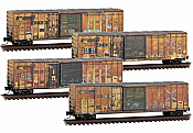 Micro Trains 994 05 270 - Z Scale Weathered 50Ft Rib Side Boxcar Set - Railbox (4pk)