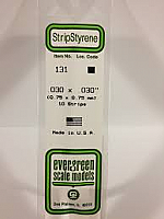 Evergreen Scale Models 131 Opaque White Polystyrene Strips 14in .03x.03 (10pcs pkg)