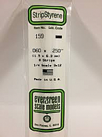 Evergreen Scale Models 159 Opaque White Polystyrene Strips 14in .06x.250 (8pcs pkg)