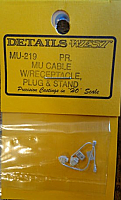 Details West 219 - HO MU Cables - 1 Each Receptacle Single Plug & Stand (1 Pair)