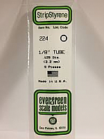 Evergreen Scale Models 224 - OD Opaque White Polystyrene Tubing .125In x 14In (5 pcs pkg)