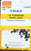 Micro Trains 004 12 000 - Z Scale 33inch Diameter Wheel Sets - 12 axles 