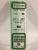 Evergreen Scale Models 113 Opaque White Polystyrene Strips 14in .015x.060 (10pcs pkg)