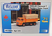 Sylvan Scale Models 343 HO Scale - 1953/68 Diamond T Tandem Stake Truck - Unpainted and Resin Cast Kit
