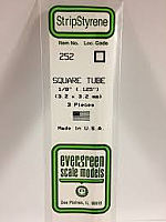 Evergreen Scale Models 252 - Opaque White Polystyrene Square Tubing .125In x 14In (3 pcs pkg)
