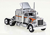 Brekina 85712 - HO 1973 Peterbilt 359 Sleeper-Cab Tractor - Assembled - Silver, Orange