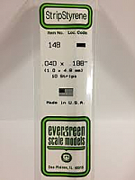 Evergreen Scale Models 148 Opaque White Polystyrene Strips 14in .04x.188 (10pcs pkg)