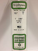 Evergreen Scale Models 767 - Opaque White Polystyrene T Shape .198In x 14In (3 pcs pkg)