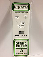 Evergreen Scale Models 765 - Opaque White Polystyrene T Shape .123In x 14In (3 pcs pkg) 