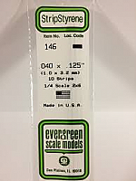 Evergreen Scale Models 146 Opaque White Polystyrene Strips 14in .04x.125 (10pcs pkg)