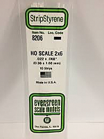 Evergreen Scale Models 8206 - Opaque White Polystyrene HO Scale Strips (2x6) .022In x .066In x 14In (10 pcs pkg)
