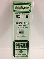 Evergreen Scale Models 8202 - Opaque White Polystyrene HO Scale Strips (2x2) .022In x .022In x 14In (10 pcs pkg)