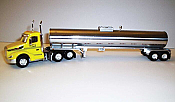 Trucks n Stuff TNS052 - HO Peterbilt 579 Day-Cab Tractor with Food-Grade Trailer - Assembled -- Cherokee Freight Lines (yellow, black, chrome) 