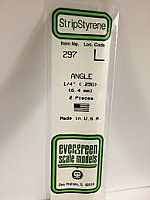 Evergreen Scale Models 297 - Opaque White Polystyrene Angle .250In x 14In (2 pcs pkg)