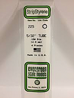 Evergreen Scale Models 225 - OD Opaque White Polystyrene Tubing .156In x 14In (4 pcs pkg)