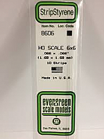 Evergreen Scale Models 8606 - Opaque White Polystyrene HO Scale Strips (6x6) .066In x .066In x 14In (10 pcs pkg)