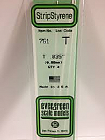 Evergreen Scale Models 761 - Opaque White Polystyrene T Shape .035In x 14In (4 pcs pkg)