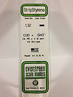 Evergreen Scale Models 132 Opaque White Polystyrene Strips 14in .03x.04 (10pcs pkg) 