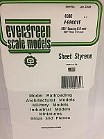 Evergreen Scale Models 4080 .080in Opaque White Polystyrene V Groove Siding (1sheet)
