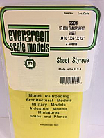 Evergreen Scale Models 9904 - .010in Yellow Transparent Polystyrene Sheet (2 Sheets)