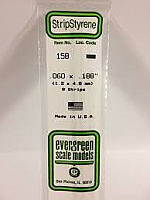 Evergreen Scale Models 158 Opaque White Polystyrene Strips 14in .06x.188 (9pcs pkg)