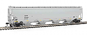 WalthersProto 105854 HO Scale - RTR 67Ft Trinity 6351 4-Bay Covered Hopper - CIT Group-Capital Finance, Inc. CEFX #635337 (gray, Yellow Conspicuity Stripes)