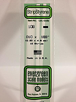 Evergreen Scale Models 108 Opaque White Polystyrene Strips 14in .010x.188 (10pcs pkg)
