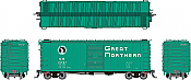 Rapido 155003 - HO 40Ft Boxcar w/ Early Improved Dreadnaught Ends - Great Northern (Glacier Green) - 6pkg
