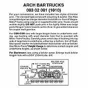 Micro Trains 003 02 001 - N Scale Arch Bar Trucks w/short ext. couplers (1pair)