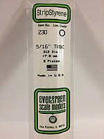 Evergreen Scale Models 230 - OD Opaque White Polystyrene Tubing .312In x 14In (3 pcs pkg)