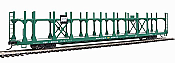 Walthers Mainline 8018 - HO 89ft Flatcar w/ Bi-Level Open Auto Rack - Penn Central Rack, Trailer Train Flatcar (TTBX) #961924