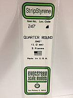 Evergreen Scale Models 247 - Opaque White Polystyrene Quarter Round .04In x 14In (5 pcs pkg)