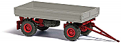 Busch 53005 HO 1987 IFA HW 60 4-Wheel Low-Side Farm Trailer - Assembled -- Gray, Red